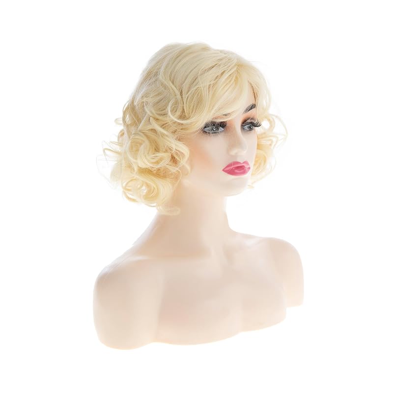Sallcks Short Blonde Curly Wig for Women – Cosplay Party Costume (Variation: Blonde)