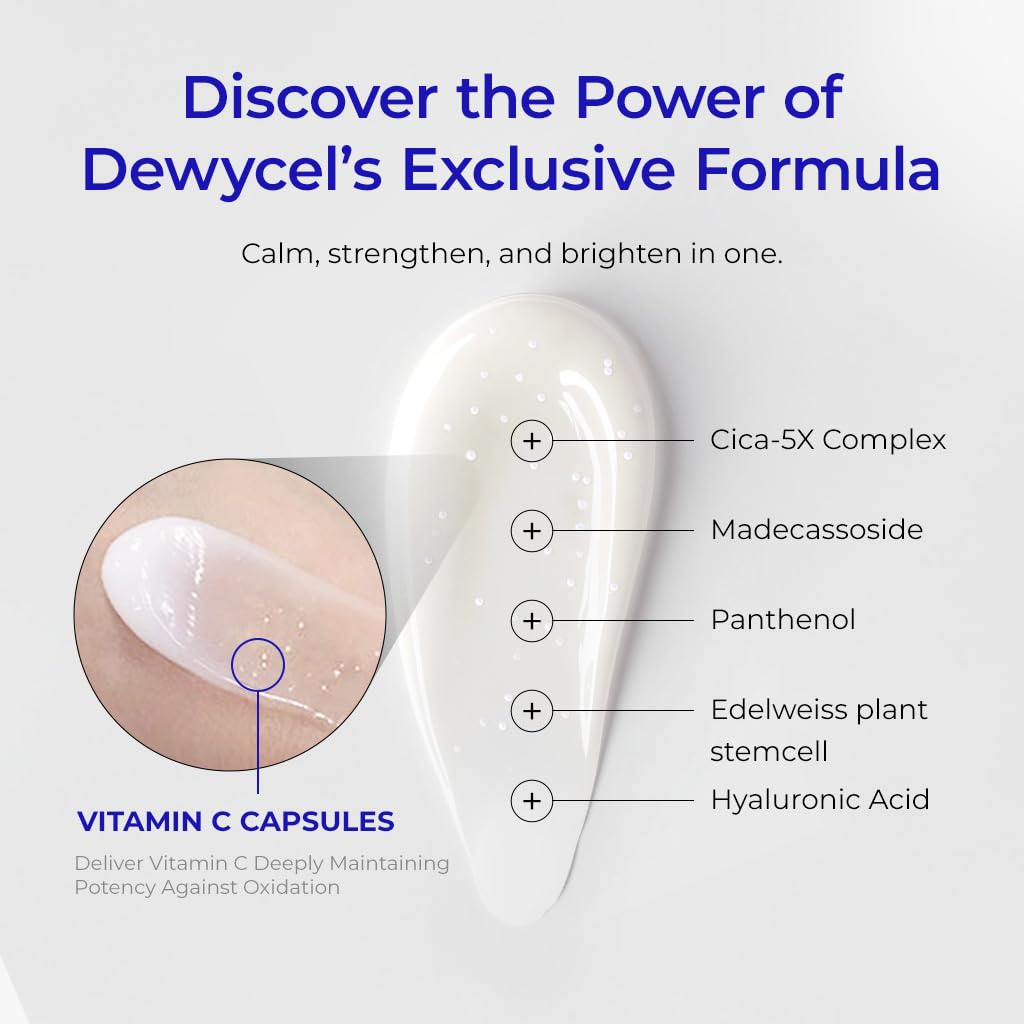 DEWYCEL CICA PLUS BALM with Vitamin C inducer | Premium Korean Day and Night Moisturizer | Centella asiatica, Madecasoside, hyaluronic acid | 1.70 fl oz / 50 ml