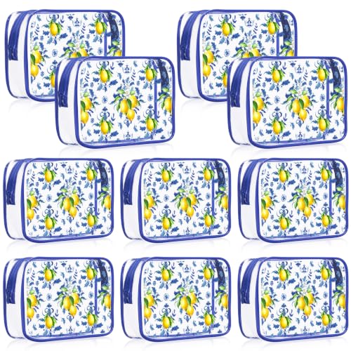 Honeydak 10 Pcs Clear Capri Lemon Makeup Bags - Italian Summer Gift Set