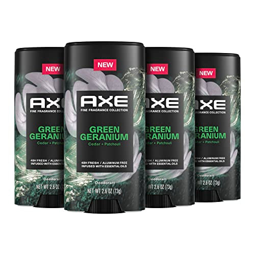 Men's Aluminum-Free Deodorant Stick with Green Geranium & Essential Oils - 4 Pack