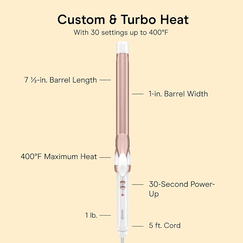 Conair Extra Long 1in Double Ceramic Curling Iron - White / Rose Gold, 7.5in Barrel