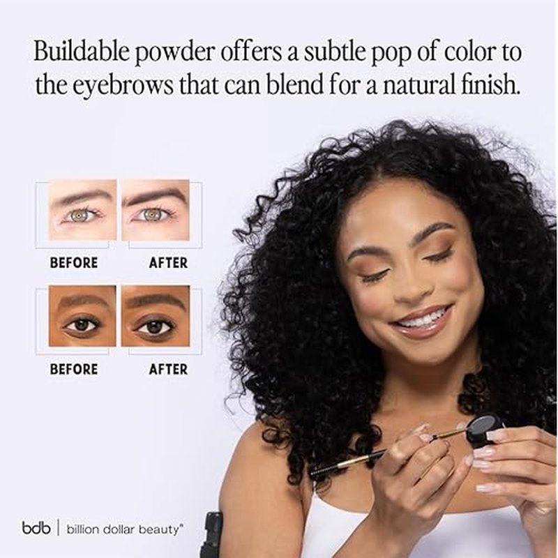 bdb Eyebrow Powder & Definer Brush - Long-Lasting, Fuller & Fluffier Brows, Spoolie for Precision, Soft & Natural, Light Brown
