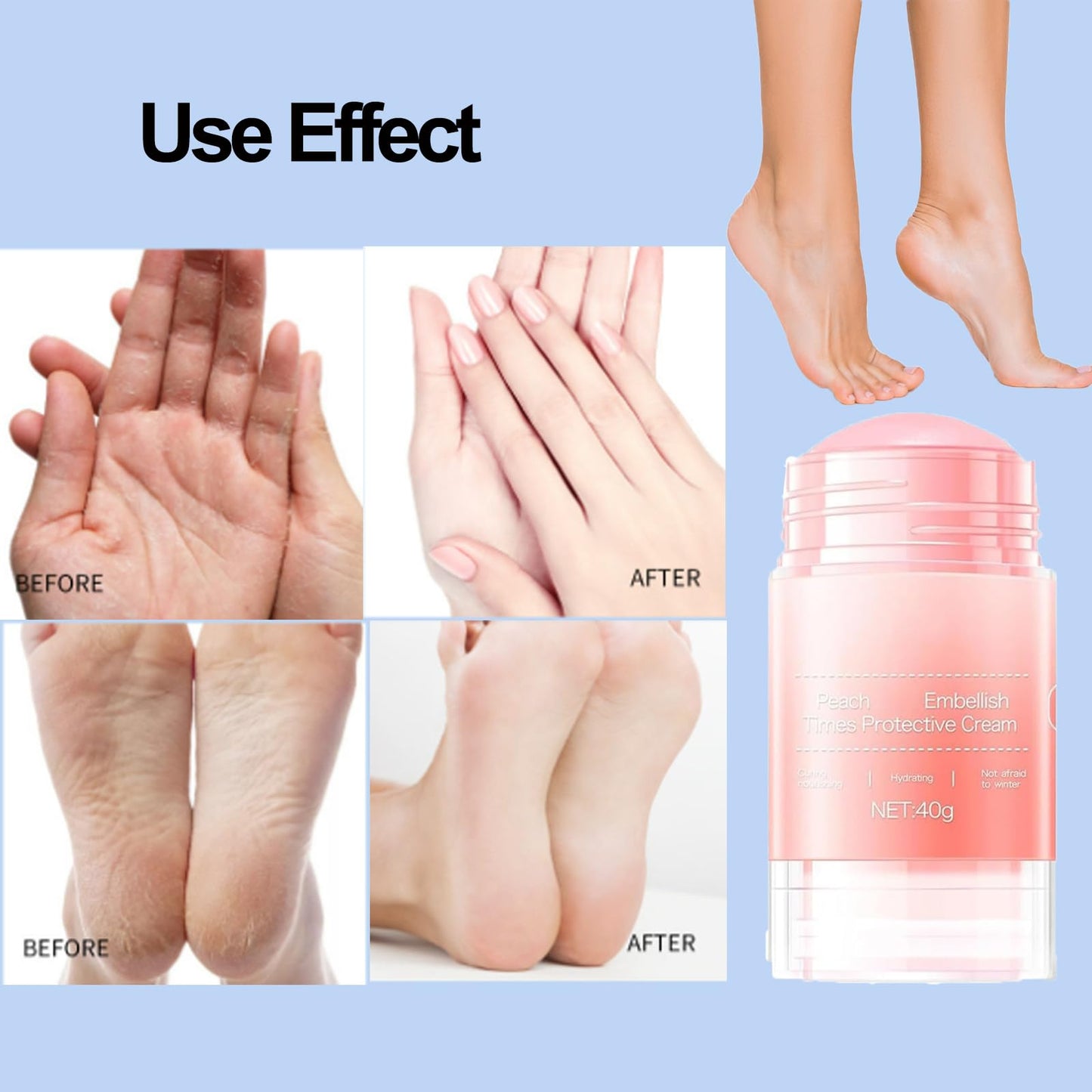 Equrhsa Foot Care Cream Cracked Feet, Eourhsa Crack Feet Prevention Stick, Equersha Foot Balm, cracked Heel Stick Balm, Anti Cracked foot Cream for Dry Heels, Hydrating and Smoothing (Pink, 1)