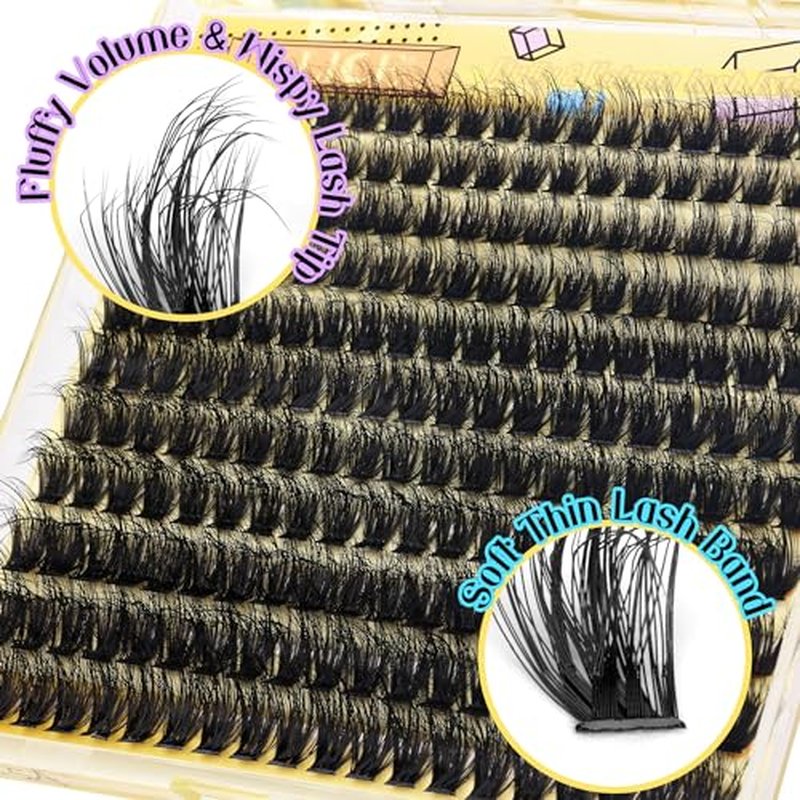 ALICE Lash Clusters Kit Lash Extension Kit Thick Volume 3D Wispy DIY Eyelash Extension Kit with 220Pcs Mink Look Individual Lashes, Lash Bond and Remover,Tweezers(10-16mm,0.05D)