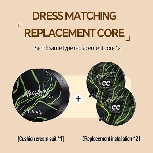 Moisture Cushion CC Cream Foundation for Mature Skin - Flawless Concealer BB Cream with Mushroom Sponge, Long-Lasting Waterproof Air Cushion, Natural (03# ? Refill Kit (1 Full + 2 Refills))