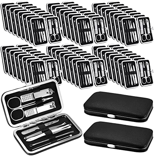 Geosar 50 Set Black Travel Manicure Kit - 8-in-1 Professional Nail Clipper & Grooming Tools
