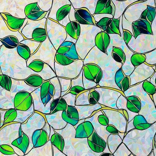 Rainbow Stained Glass Window Privacy Film - Ivy Jade 35x157, Heat Blocking & UV Protection