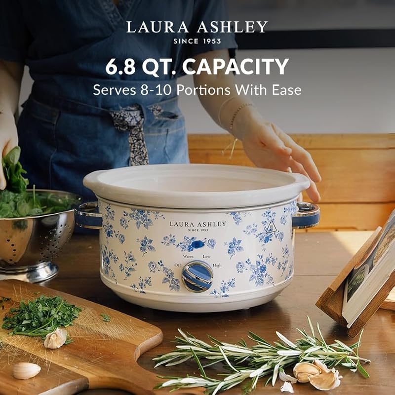 China Rose 6.8 Quart Slow Cooker - Large Capacity Family-Friendly Kitchen Appliance