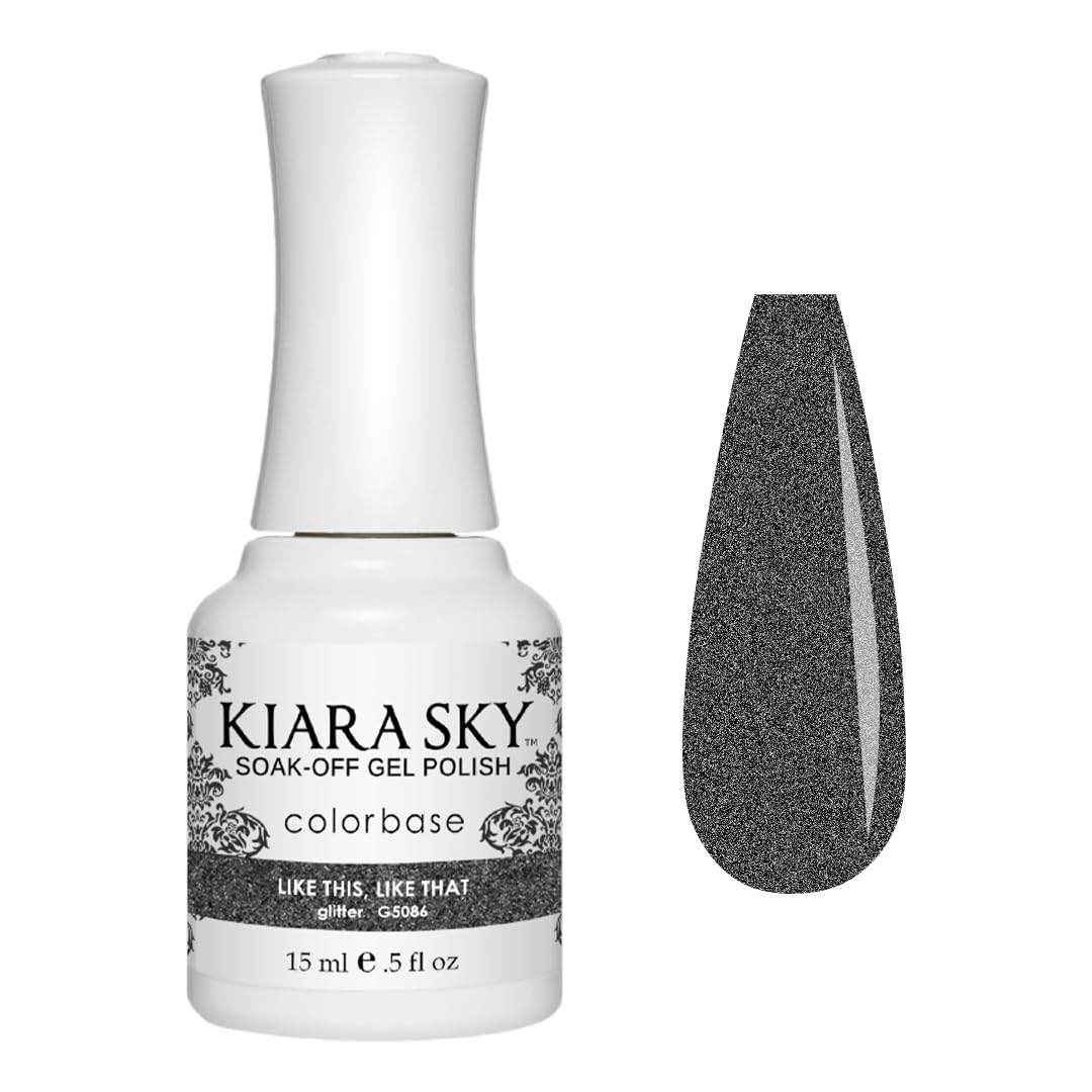 KIARA SKY Gel Polish | Soak-Off All In One 0.5 fl oz | G5086 Little Black Dress (Shimmery Black Shade)