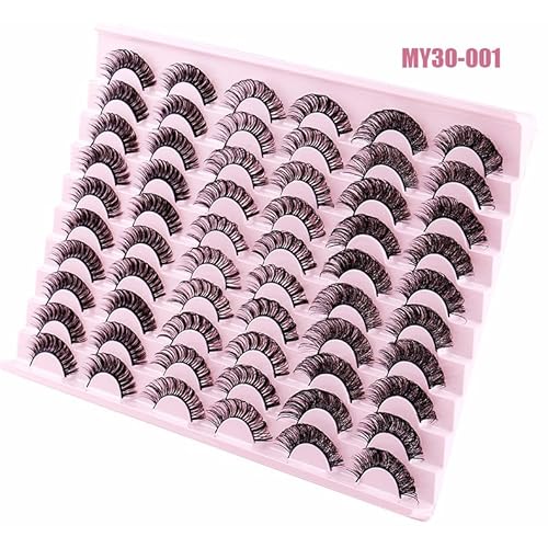 False Eyelashes Natural Lashes Wispy Lashes Strip Eyelashes Lash Extension Cat Eye Wispy Lashes?Easy Apply Cluster Lashes for Fluffy, Natural Look, 30 Pairs