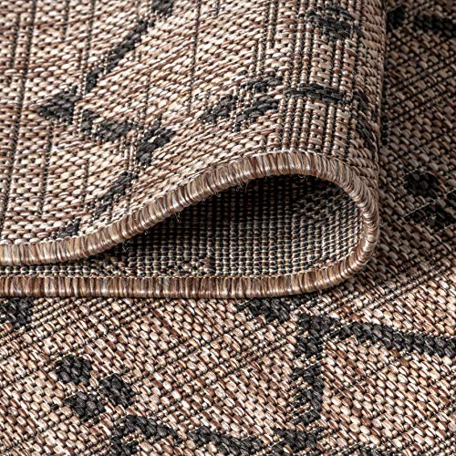 Jonathan Y Ourika Moroccan Indoor/Outdoor Area Rug 5'3" x 7'7" Natural/Black - Geometric Flat-Weave, Pet-Friendly