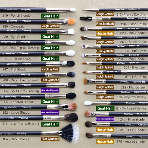 Makeup Artist MUST HAVES 42Pcs Makeup Brushes Set with Real Natural Goat Hair By BUEART DESIGN (42Pcs Matte Pearl Black)