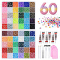 Flatback Rhinestones Bedazzling Kit with Glue for Nail Gems & Charms - 60 Jelly Colors SS12 3mm