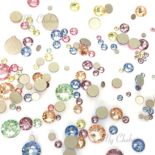 Baby Colors Mixed with Swarovski 2058 Xilion / 2088 Xirius Rose flatbacks Sizes ss5, ss7, ss9, ss12, ss16, ss20, ss30 No-Hotfix Rhinestones Nail Art 144 pcs (1 Gross) Bling DIY gem Stones Deco