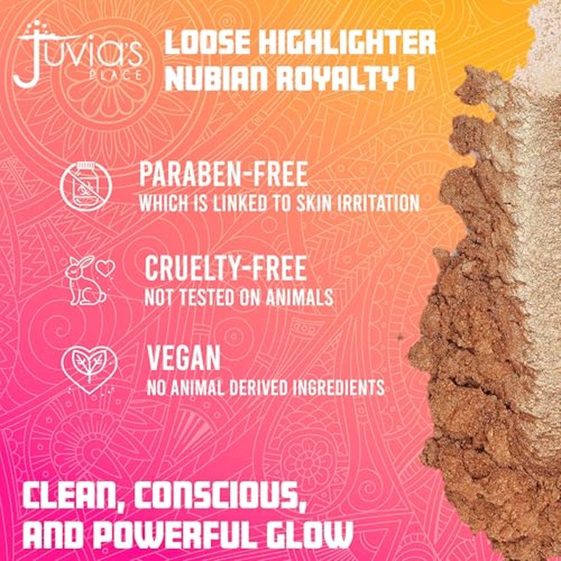 Juvia's Place Loose Highlighter Nubian Royalty 1 - Illuminating Loose Powder Highlighter Makeup, Shimmer Powder that gives Radiant Glow - Suitable for all Skin Tone