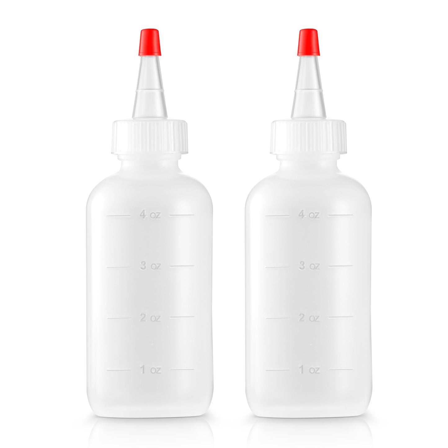Soft Squeeze Hair Applicator Bottle for Hair Treatment, Scalp Oil, Root, Color, 4 Ounce Translucent with Measuring Scale and Cap, BPA Free, 2 Pack
