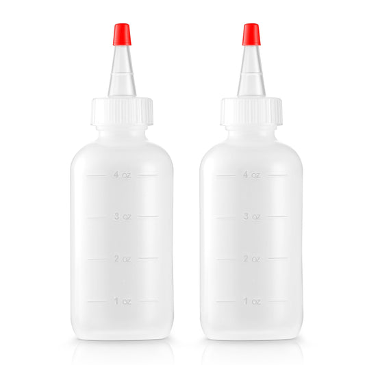 Soft Squeeze Hair Applicator Bottle for Hair Treatment, Scalp Oil, Root, Color, 4 Ounce Translucent with Measuring Scale and Cap, BPA Free, 2 Pack