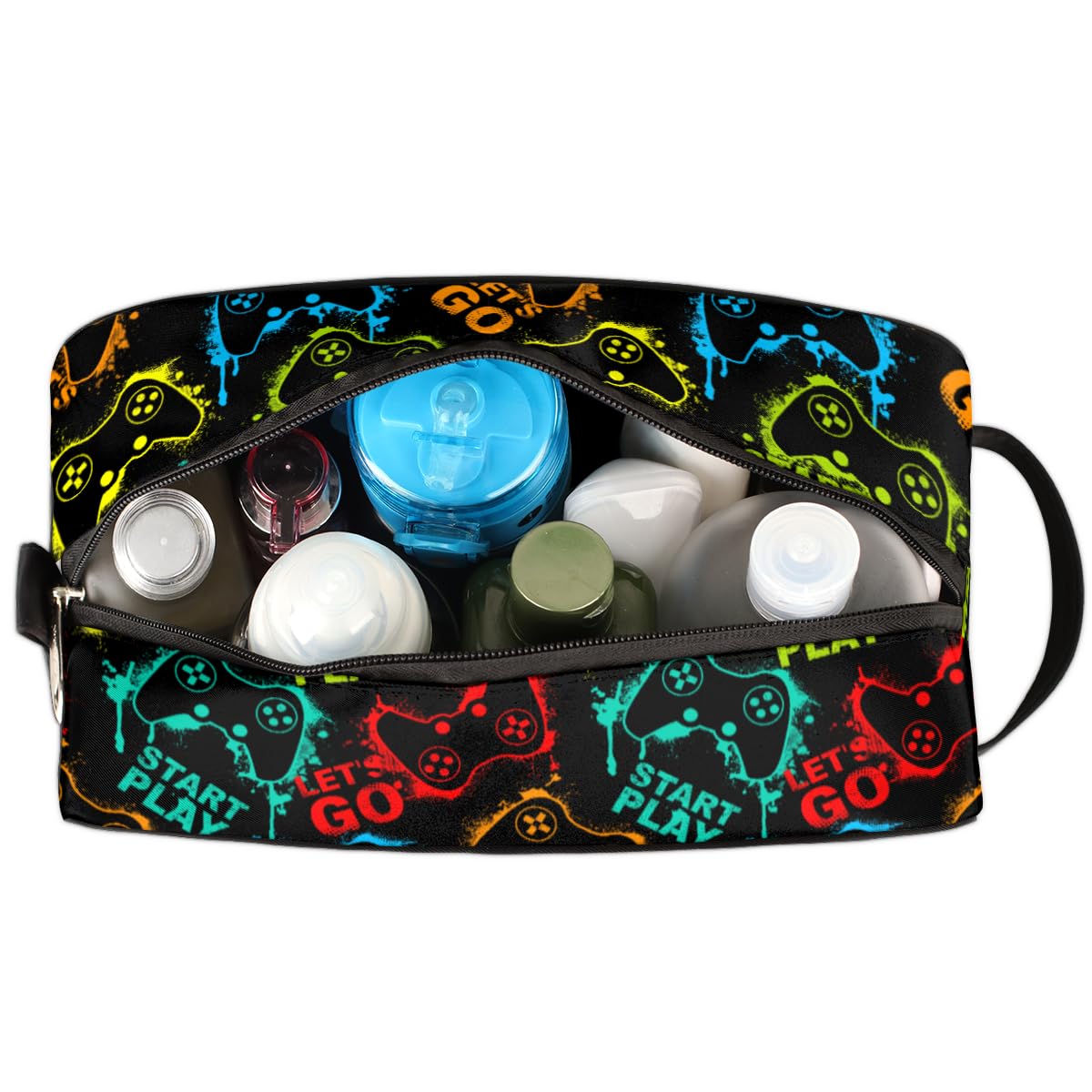 Bardic Travel Toiletry Bag for Boys, Waterproof Hanging Dopp Kit for Men, Shaving Bag with Large Capacity for Travel,Sports Shower (Gamer Gamepad)