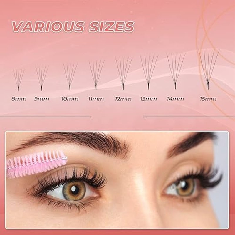 500 Eyelash Extension Promade 4D to 16D Not Premade, Ultra Lash Fans 0.03/0.05/0.07mm Thickness, C D Curl Lashes, 8 - 16mm Length for Easy Volume Individual Eyelash Extensions Clusters DIY(8D-0.05-C (9mm))
