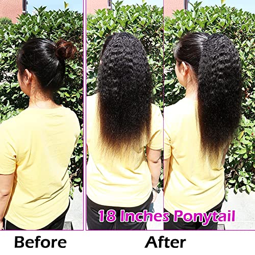 YOUTH HAIR Yaki Straight Ponytail Extension 24 Inch Drawstring for Black Women