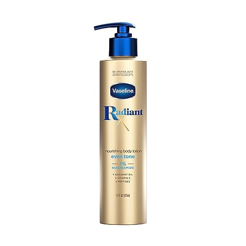 Vaseline Radiant X Deep Nourishment Body Cream 100% Pure Shea Butter, Coconut Oil, Vitamin C, & Peptides 10 oz & Radiant X Even Tone Nourishing Body Lotion With 1% Niacinamide, Coconut Oil