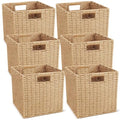 6 Pcs Wicker Storage Baskets 9.8x9.8 in Cube Organizer for Shelves, Laundry & Home Decor