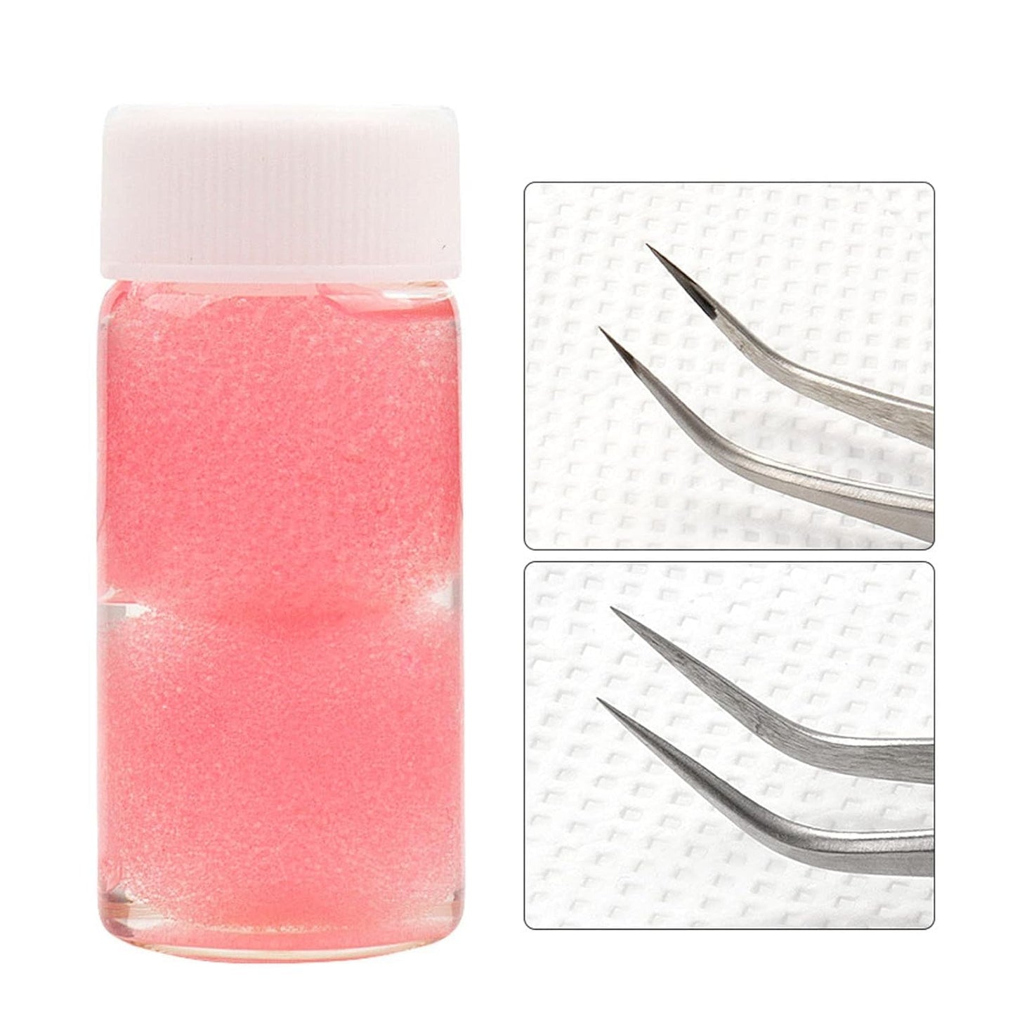 30ML Tweezer Cleaner, Eyelash Extensions Tool Tweezer Cleaning Sponge Balls without Residue Increase Friction Liquid Glue Remover Cleaning Tool