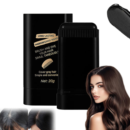 Carylook Hair Color Stick, Waterproof and Sweat-Proof Hair Dye Stick, 2-In-1 Portable Hair Color Comb for Women & Men, Quick Touch-Ups (Black, One Size)