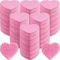 Dandat Pink 300 Count Compressed Heart-Shaped Facial Sponges for Cleansing & Exfoliating