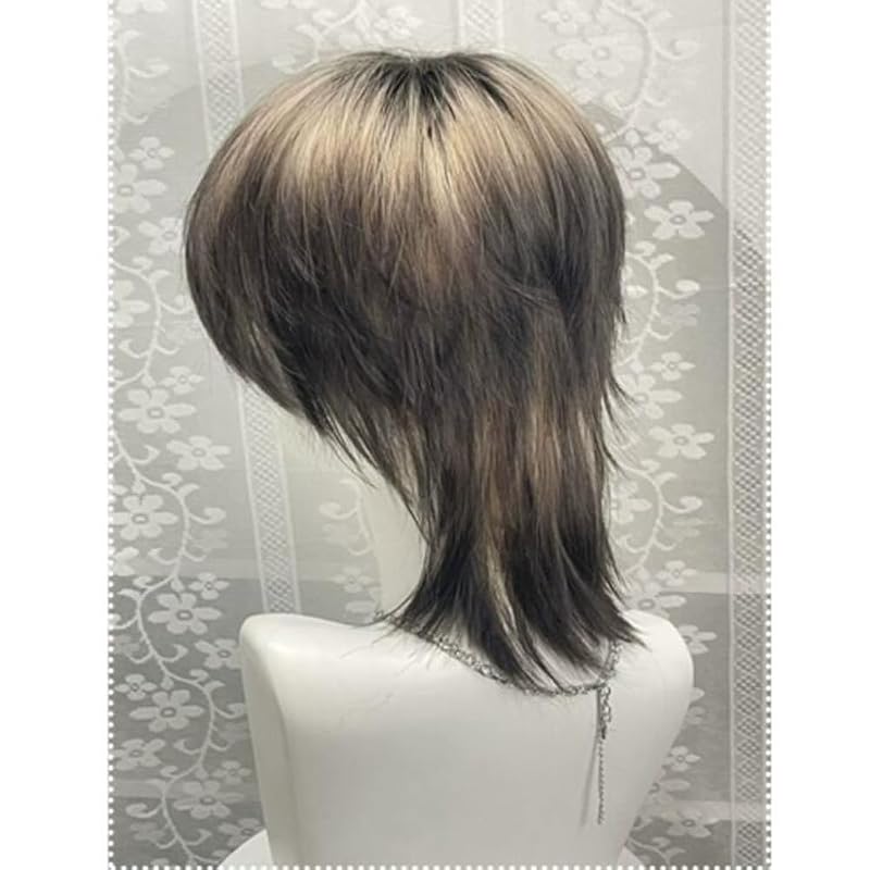 Black Blonde Ombre Wolf Cut Mullet Wig for Men & Women - Short Layered Heat-Resistant Synthetic Wig (Variation: Black Blonde Ombre+Short)