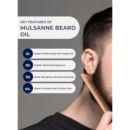 Graham Hill Mulsanne Relaxing Beard Oil for Men - 30ml | Nourishing Beard Growth Oil with Cold-Pressed Jojoba, Prickly Pear, and Mint - Vegan, Beard Oil for Glossy Smooth Beard and Mustache