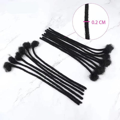 8 Inch Natural Black Human Hair Loc Extensions 0.2cm Thick 30 Strands for Women Men Kids - MIUULAAR