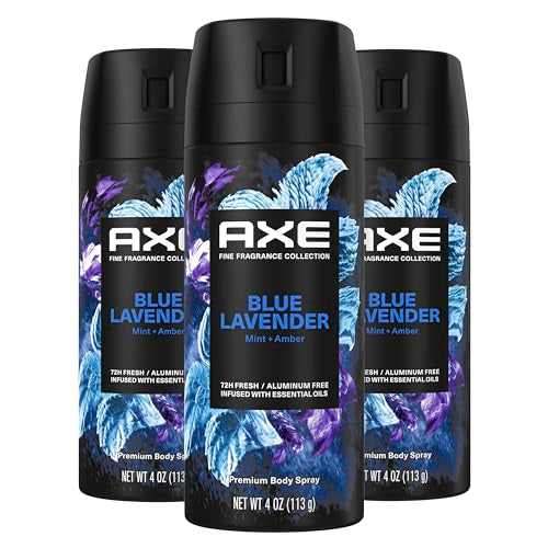 Men's Deodorant Body Spray with Lavender Mint Amber - 3 Pack 4oz