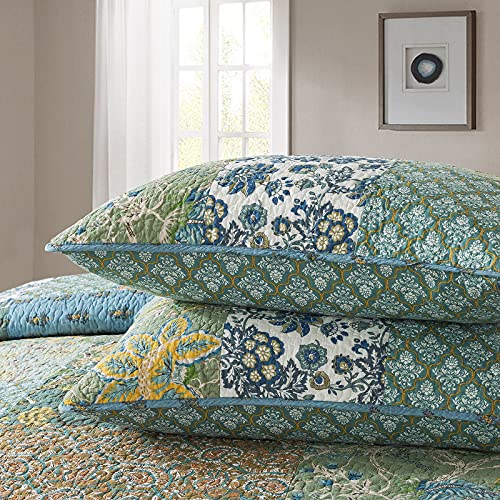 Reversible Cotton Quilt Set with Embroidered Patchwork - Green Farmhouse Garden, Queen Size, 3 Pieces Variation of THIS listing