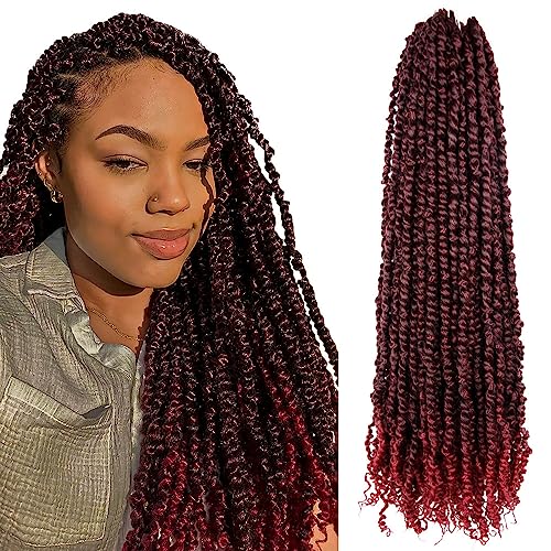 Pre-Twisted Passion Twist Crochet Hair 30 Inch - Ombre Burgundy, Pack of 8