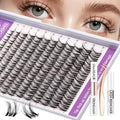 Fluffy Lash Extension Kit, 10?18mm Multi-Layer Individual Eyelash Clusters, Ultra-Soft Reusable Natural Look Wispy Set with Bond & Seal, Tweezers & Remover for Beginners
