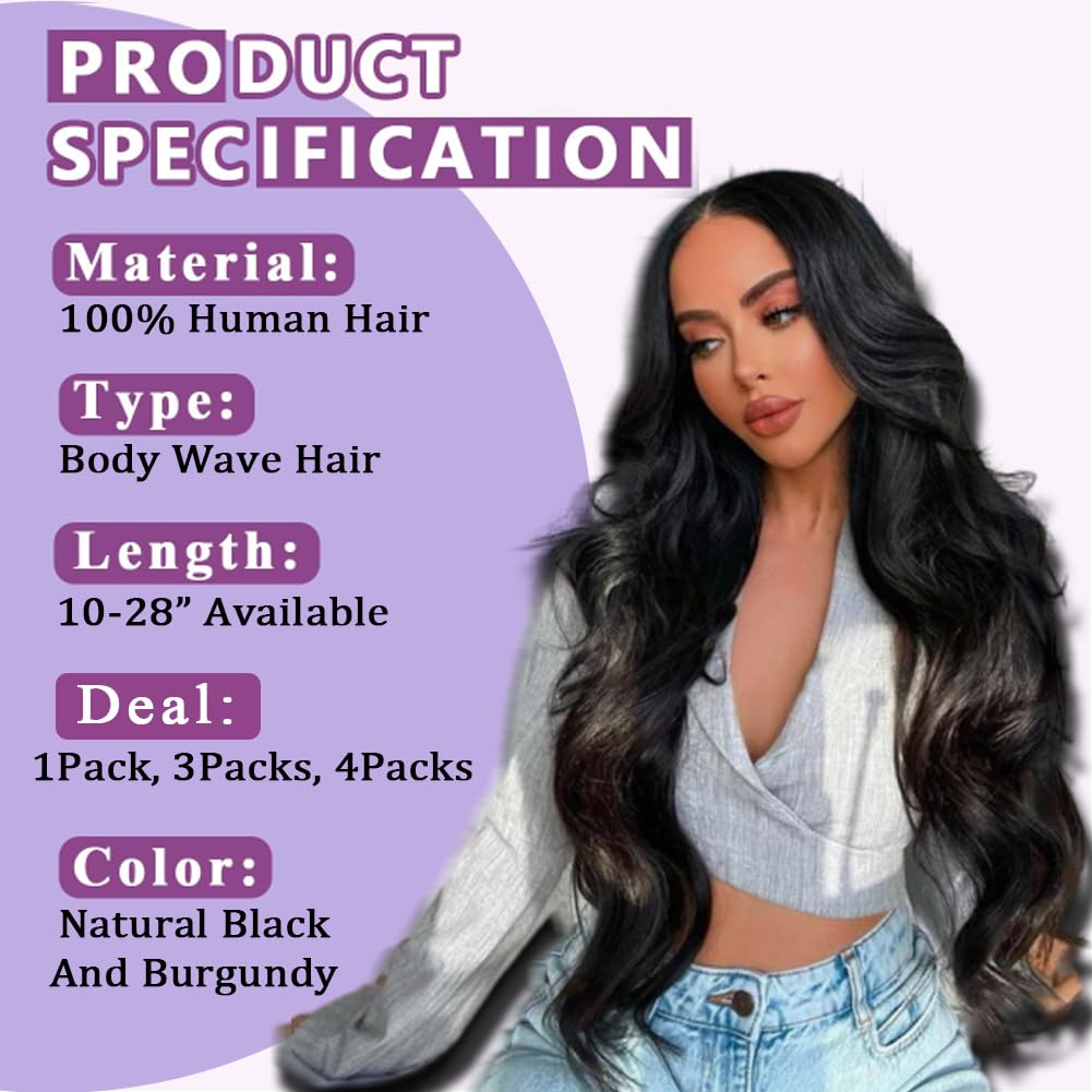 Bundles Human Hair Body Wave 18 20 22 Inch 12A Quick Weave Human Hair Bundles Natural Black Hair Extensions