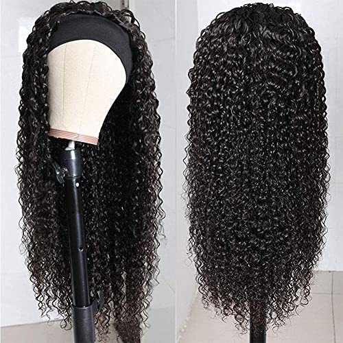 Deep Wave Human Hair Headband Wig 20 Inch Natural Black - Unprocessed Brazilian Virgin Hair