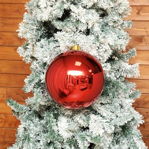 Jerify 2 Pack 12-Inch Large Red Christmas Ornaments - Shatterproof Holiday Decor