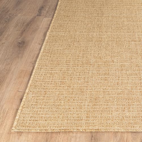 Striped Gold 5x7 Indoor Outdoor Jute Rug - Washable Boho Area Carpet