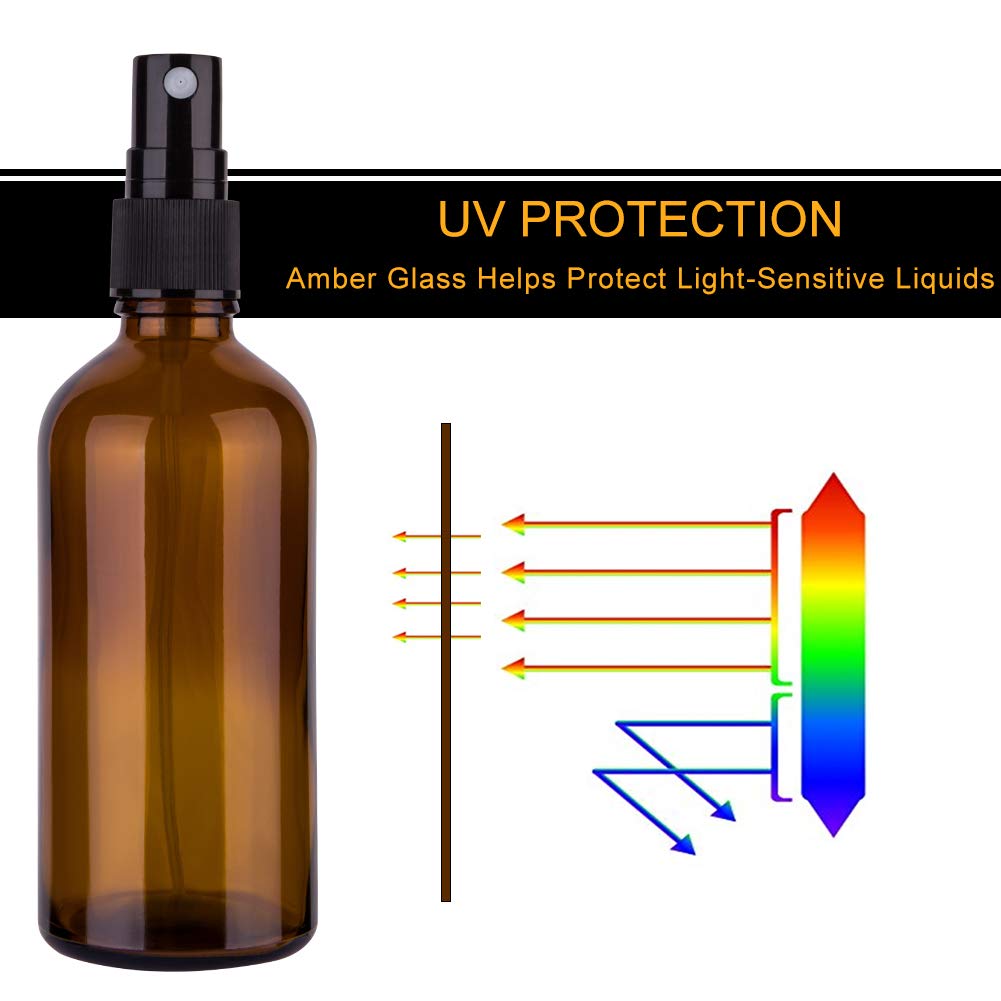 hmaimas Amber Glass Spray Bottles, 4 oz Small Spray Bottles Fine Mist, Set of 4 (Amber)