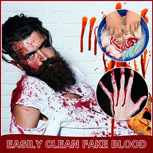 Fake Blood Spray 2.1oz(60 ml) Fake Blood Gel With Spong Washable Fake Blood Makeup for Clothes Face Body,Halloween Special Effects Clown Cosplay Vampire Zombie Makeup Kit