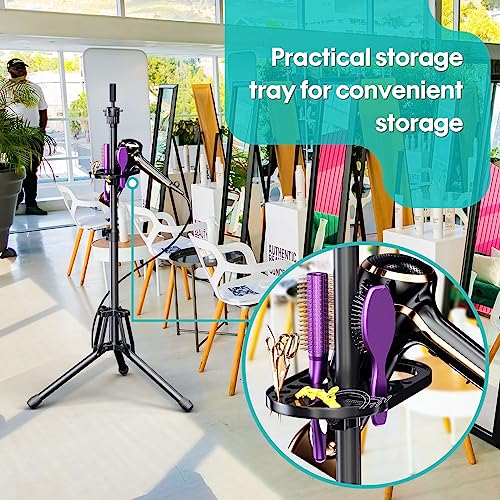 Adjustable Mannequin Head Stand Tripod for Wig Styling - Black