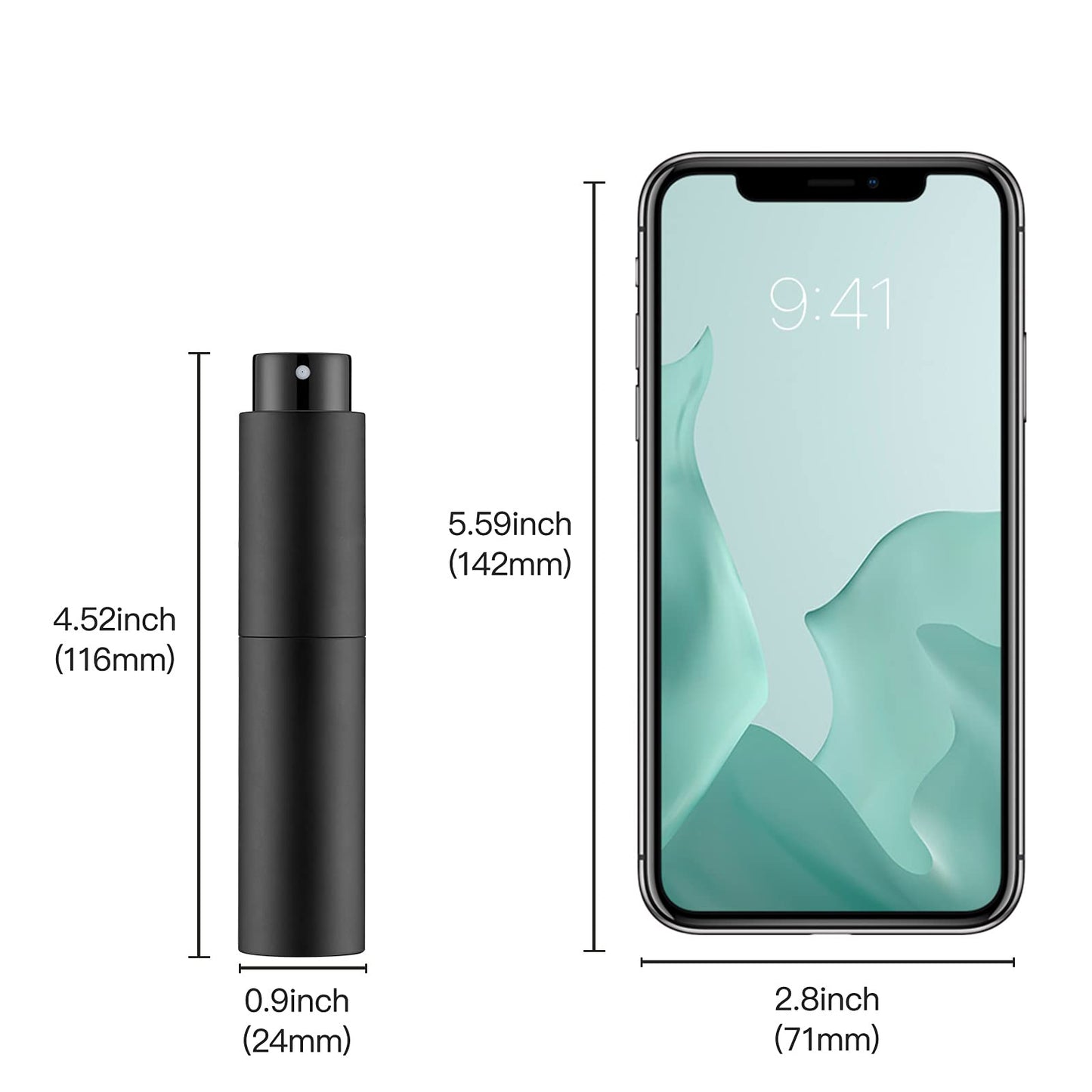 Tekson 10ml Travel Perfume Atomizer Refillable, Mini Cologne Spray Bottle Empty, Small Coffee Spray Bottle (Black)