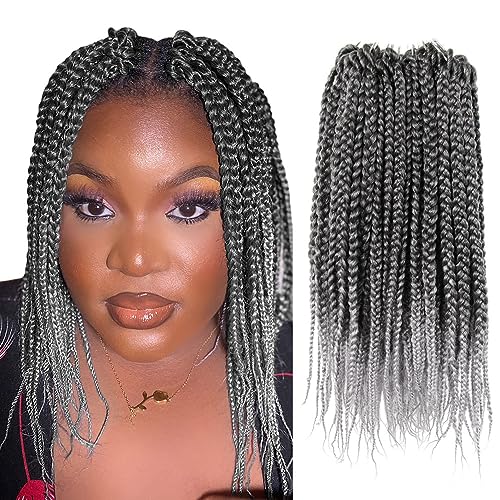 T1B/Grey Ombre Box Braid Crochet Hair 14 Inch - 8 Packs for Natural Styling