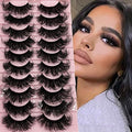 Mink Lashes Fluffy Wispy Thick Eyelashes Mink Faux, 20mm/25mm Long Dramatic D Curl Strip Lashes Cat Eye 3D Big False Eyelashes Pack