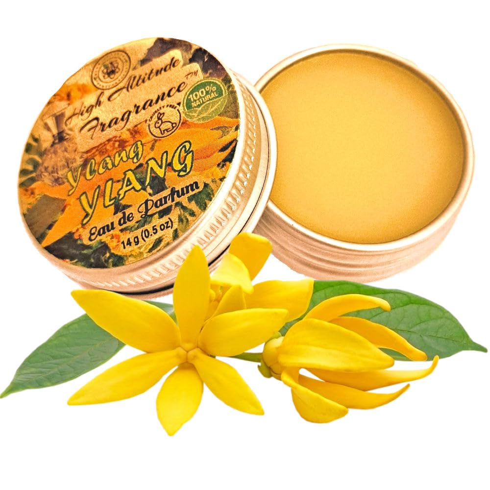 YLANG-YLANG Perfume - Eau de Parfum - Solid Balm - Aromatherapy Essential Oils (Cananga odorata, Tangerine, Jasmine, Hyacinth, Neroli, Linden, Lemon) Natural Fragrance, Travel, Favors, Gifts - 0.5oz