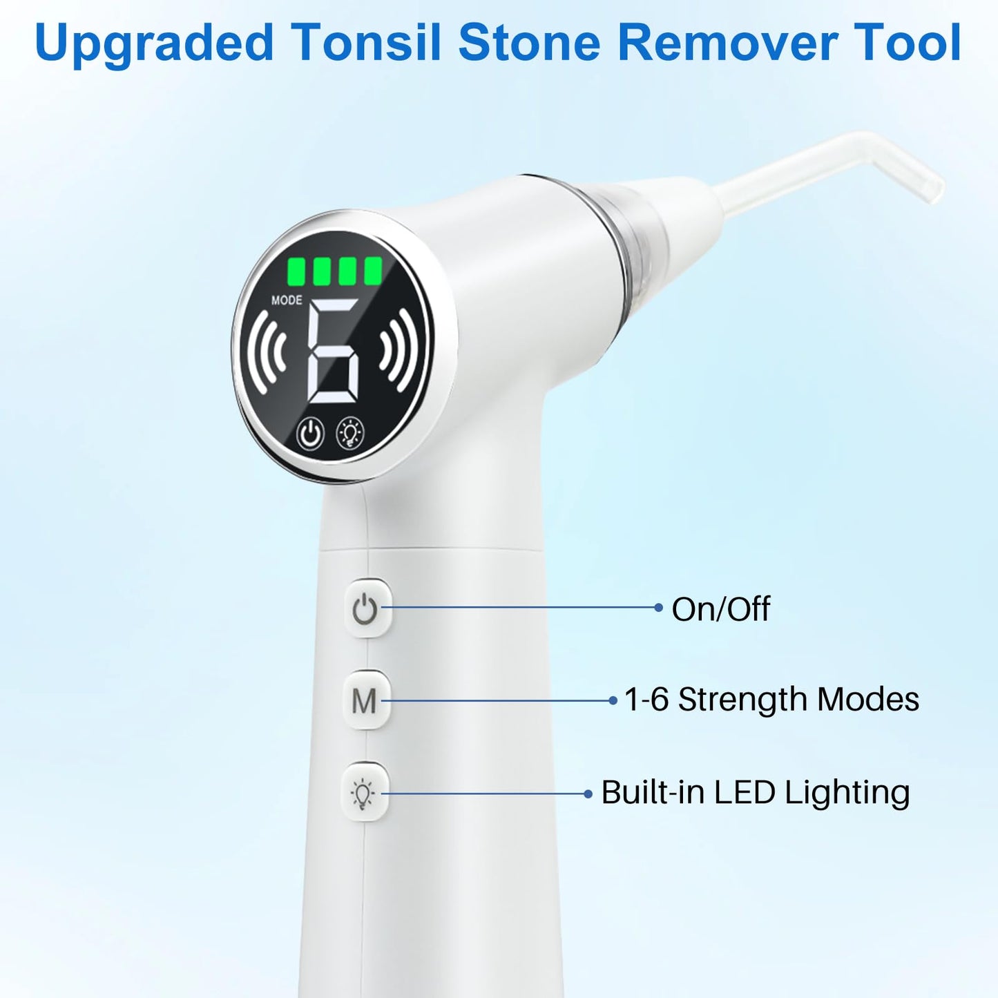 Tonsil Stone Remover Tool, Upgraded Electric Tonsil Stone Removal Kit - with Built-in LED Light & 6-Level Suction for Bad Breath Prevention, Oral Suction Device for Stone Removal