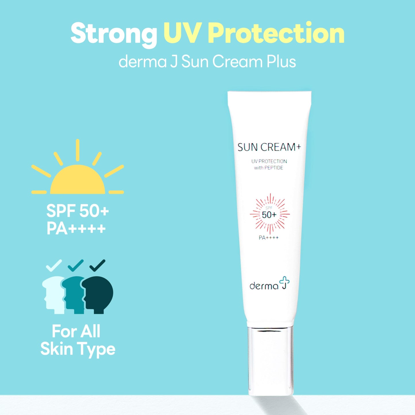 derma J Peptide sunscreen with SPF 50+ / PA++++ (50ml / 1.69 fl oz.) -Perfect UV Protection -Dermatologist Tested and Recommended -Daily Moisturizer Facial sunscreen for All Type of Skin