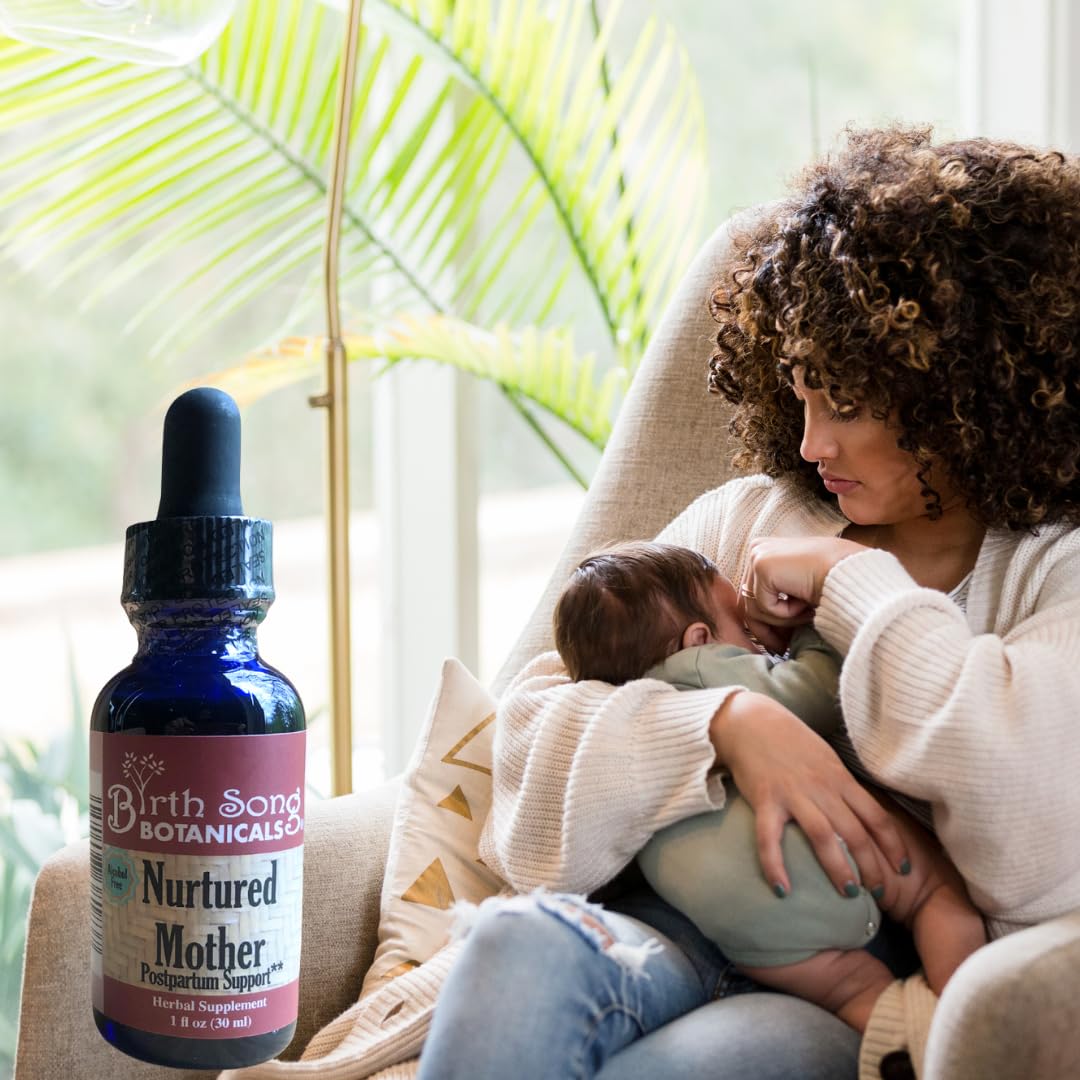 Birth Song Botanicals Nurtured Mother Postpartum Essentials and Support Supplement, Herbal Afterbirth Tincture for New Moms After Labor and Delivery, Natural Postpartum Care, 1oz Bottle